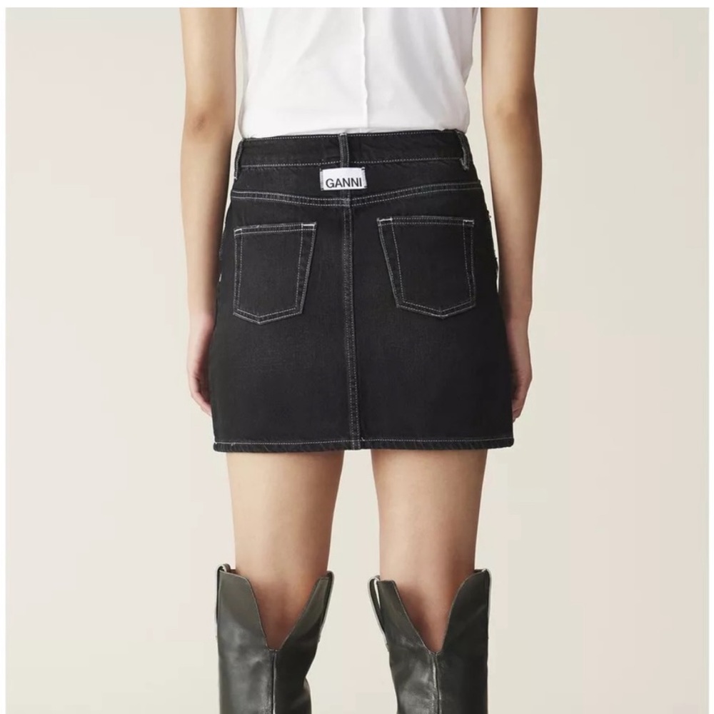 Ganni Black Denim Mini Skirt - Size 8